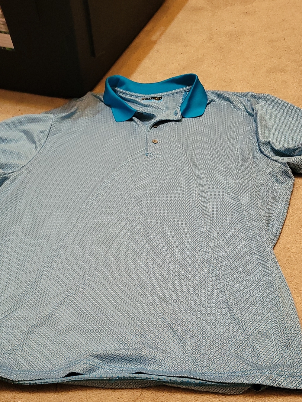 PGA Tour Light Blue Polo with Teal Contrast Collar